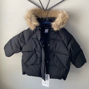 Zara black down coat